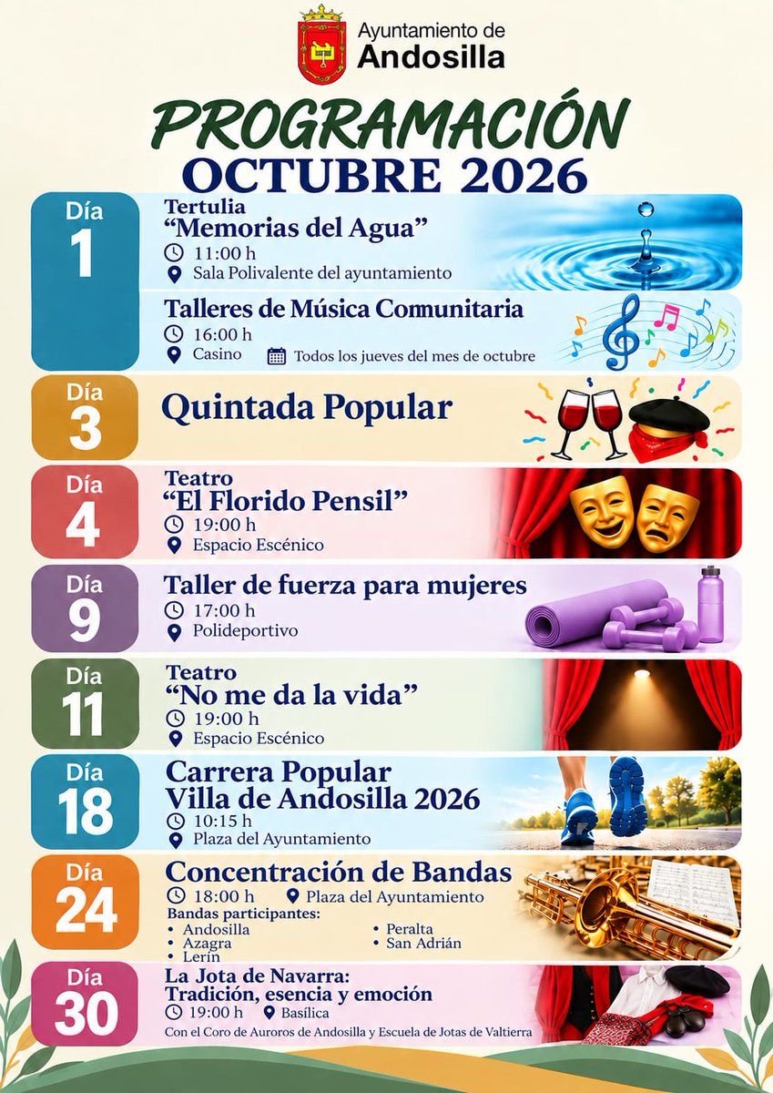 aytodeandosilla's tweet photo. Programación de actividades para este mes de octubre 2026.
#andosilla
#ayuntamientodeandosilla https://t.co/FXW7Ar0yF1