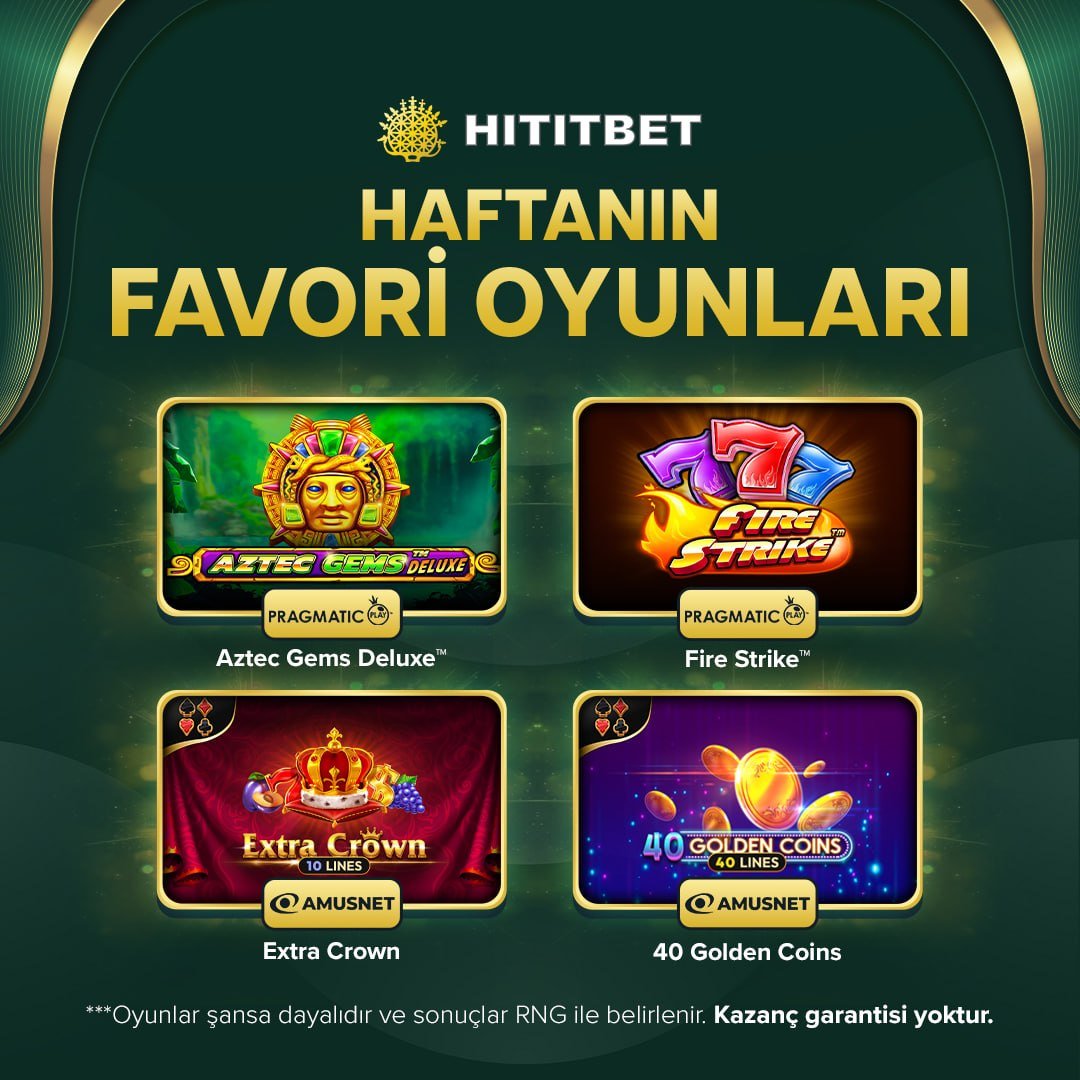 socialhititbetx's tweet photo. 🔥 HİTİTBET'TE HAFTANIN FAVORİ OYUNLARI! 🔥

🎰 Aztec Gems Deluxe, Fire Strike, Extra Crown ve 40 Golden Coins ile eğlence hız kesmiyor!
⚡️ Pragmatic Play ve Amusnet'in sevilen oyunları şimdi Hititbet'te seni bekliyor!

🚀 Şansını  Hititbet'te yaşa! 🍀

https://t.co/9bVFCY8UsY https://t.co/XC0Jzn1ICY