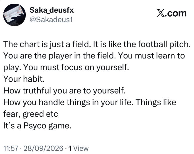 Sakadeus1's tweet photo. Trading will develop you as a being.
#selfdevelopment https://t.co/Ars5NSa0W7