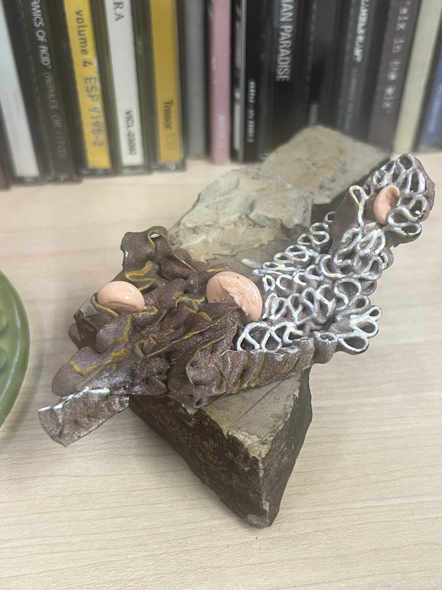 yazapla's tweet photo. 葉っぱの化石らしい、なんか2Bの鉛筆で書いたようなーでも凹凸があるから本物かな
これは以前パージに色塗ったやつの台座にしようと買った
バッチリあってるー https://t.co/I7euF50SXK