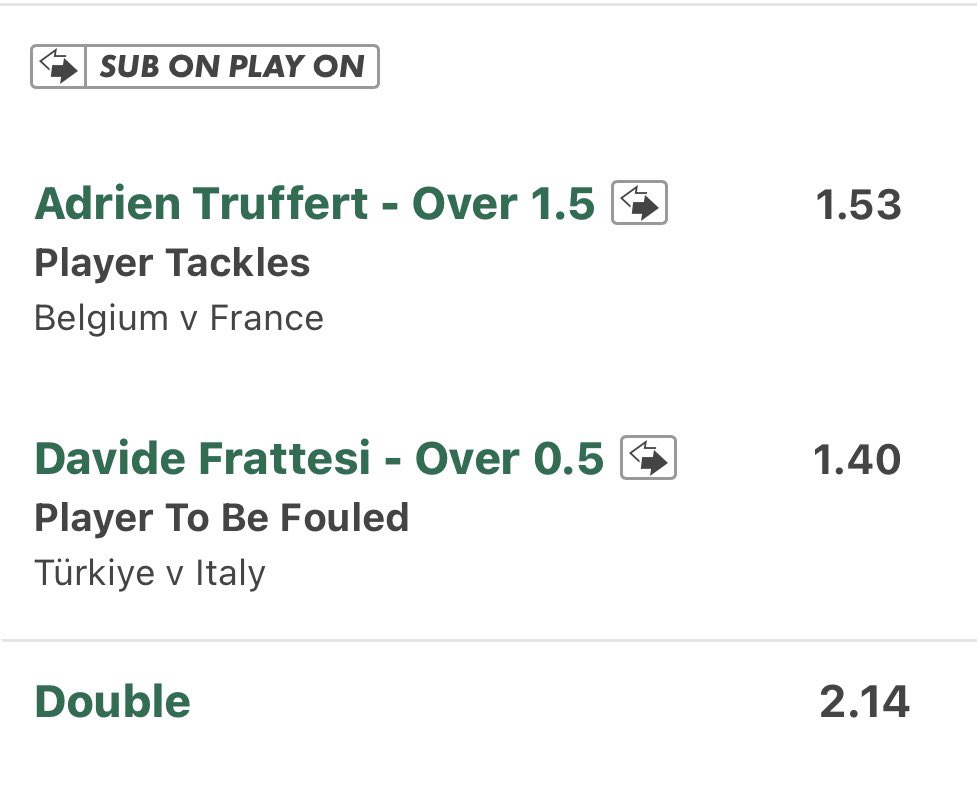 FootieNBAHorses's tweet photo. Nations League Crossmatch 😁 

Adrien Turffert has made 2+ tackles in the last 14/15 & 3+ in the last 5/10 🛡️

LB's vs Belgium average 2.60 tackles p/90 📊

Davide Frattesi was fouled 3 times in 25 minutes vs Belgium! 

He has won 1+ foul in 18/20 for Italy & 2+ in his last 8/15 for C&C 🇮🇹

Cherki who played RCM vs Türkiye on Friday managed to win 4 fouls 👌

If odds shift throughout the day feel free to add over 1 cards in the Türkiye vs Italy game 

I've taken the 2+ lines as singles too 👊

https://t.co/k8XZrqjozO

Stats from @StatsHubCom