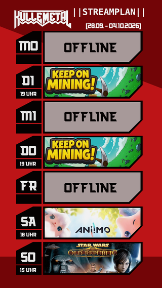 KulleMetal's tweet photo. STREAMPLAN!
Diese Woche rein in #KeepOnMining
Weiter gehts bei #ANIIMO und #SWTOR
#starwars
Geil! Freu mich auf dich!!
Hier folgen:
https://t.co/ybGAGIlVN5
#twitch #emsland #kullemetal #streamer #happy https://t.co/wa7Csv4IEh