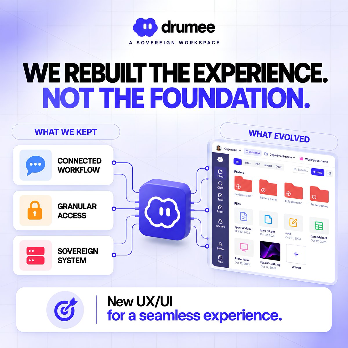 DrumeeOS's tweet photo. As Drumee grew, the experience became more complex than it needed to be.
Drumee 2.0 is here to use. While keeping connected work, structured access and continuity, the experience evolved.
That was where the rebuild began.
Built to be yours.
#DataSovereignty #Drumee https://t.co/oo5MY0FWtr