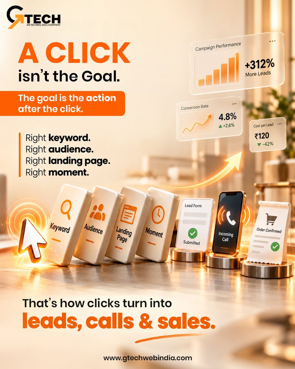GtechWebIndia's tweet photo. Google Ads aren’t expensive. Bad clicks are. 💡

Reach the right audience with targeted campaigns built around search intent and conversions.

🚀 Make every click count with Gtechwebindia.
🌐 https://t.co/BhcgQSjuLu

#gtechwebindia #googleads #ppcmarketing #digitalmarketing https://t.co/7yw4wuDYu1