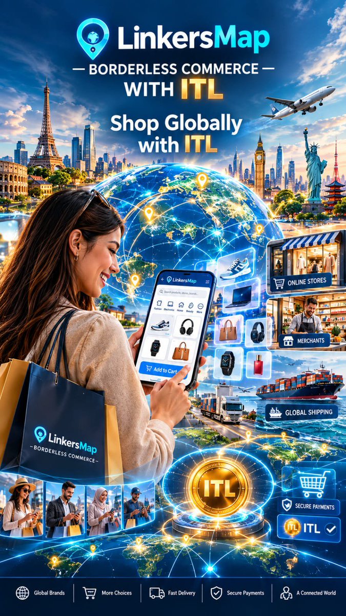 BPithani21997's tweet photo. 🌍 Shop globally with ITL.
🛍️ One marketplace. Endless possibilities.
🔗 Connect merchants and customers worldwide.
💳 Simple, secure payments with ITL.
🚚 From global stores to your doorstep.
🚀 LinkersMap — borderless commerce, powered by ITL.
#InterLink #ITLG #ITL https://t.co/UmqQ78PamU