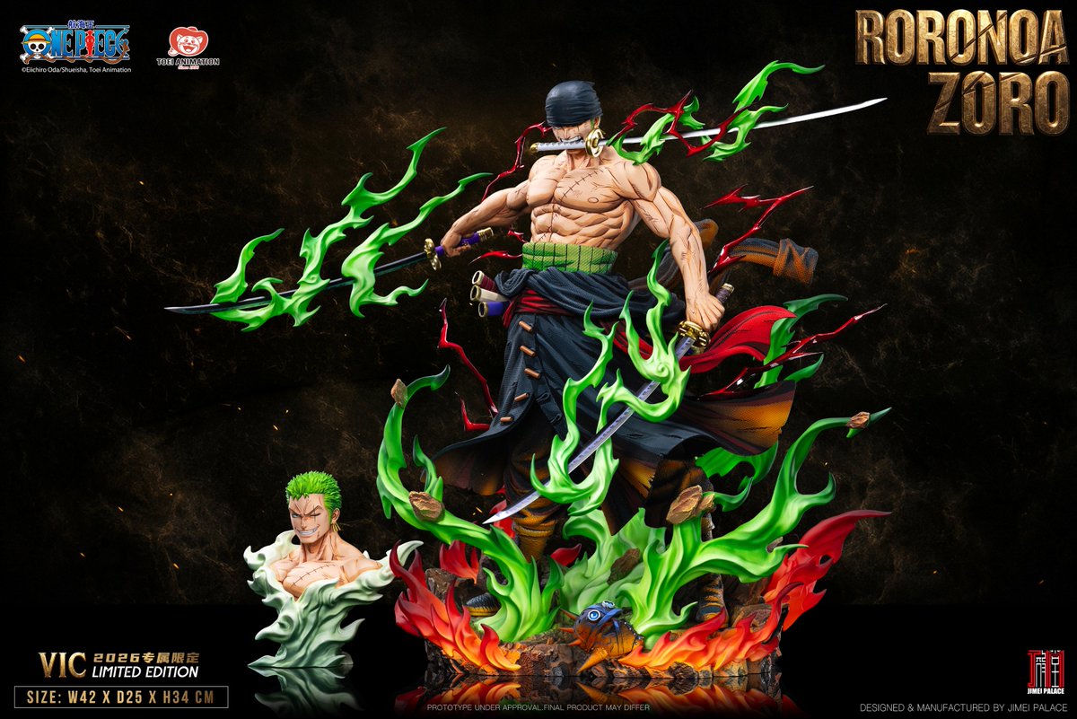 JIMEIPALACE's tweet photo. As a token of appreciation to collectors of JIMEI PALACE products outside Mainland China, this exclusive ZORO statue will be available in limited quantities. Below are the order procedures.

PRC:$965
DEP:$409

Pre-order:Sep 28-Oct 12
Ship:Staring Q2 2027

#zoro #jimeipalace https://t.co/PP4w4e4Ux5