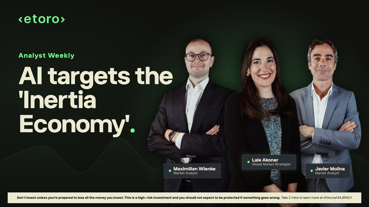 eToro's tweet photo. AI agents could kill the “I’ll just let it renew” economy.

What could that mean for companies that benefit when we don’t switch, cancel or shop around?

Global Market Strategist @lale_akoner and Market Analysts @maxwi_etoro &amp; @Molina_Jorda unpack it. 👇