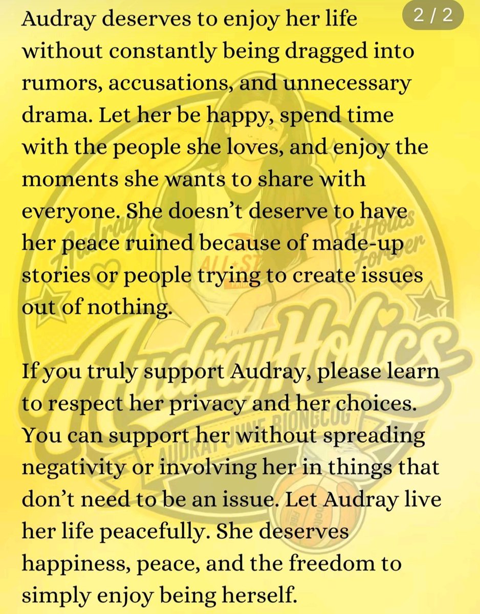 zqxpfl's tweet photo. Official statement from Audrayholics &amp; Miss Sasa, head admin of Audrayholics. Always verify information before believing or sharing, and remember to spread the truth and the truth only. 💛

Link to the original post below. https://t.co/shB0W2qDIY