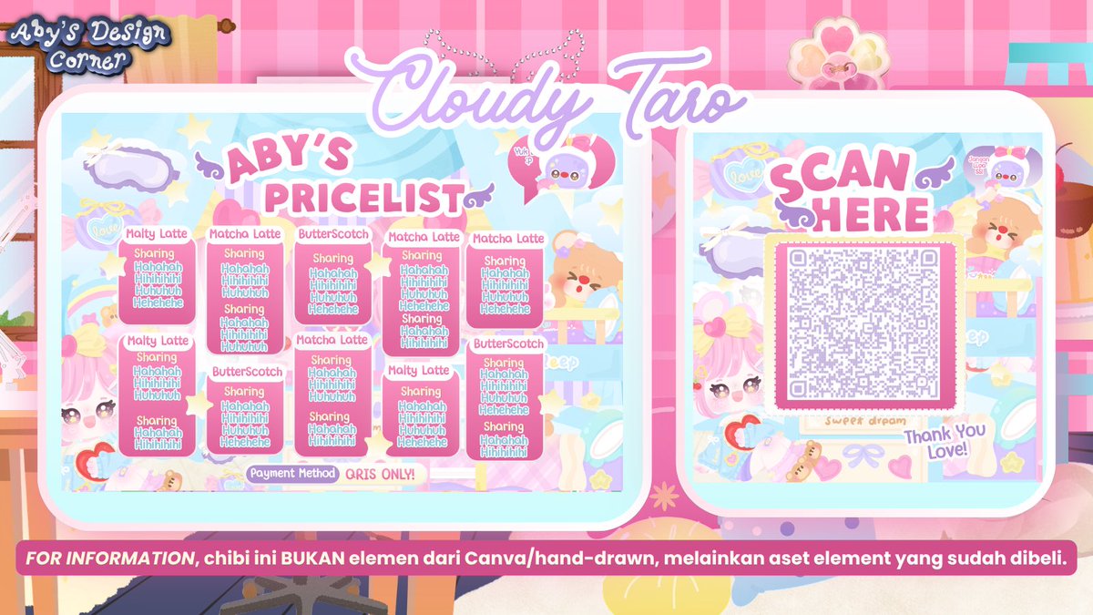 LEATRlCE's tweet photo. 💬  ᨳ𐔌help repost? thank you! 𐦯ᜊ 

𓄲  𓏼  ⭐️ hi aku bawa 1C1P PRICELIST (45k) &amp; QR DECO (12k)= BUNDLE (55k) bisa langsung di take by dm dan sebutkan sajaa codenyaa yaa thaankyuuu ˚.💘 ᵎᵎ

#zonauang https://t.co/ZmIzR3uhRt