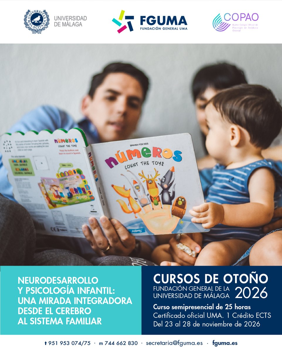 fguma's tweet photo. Organizamos junto a @COPORIENTAL estos dos Cursos de #otoñoFGUMA Terapia de pareja https://t.co/qm5eWVTIWw y Neurodesarrollo y psicología infantil https://t.co/4GBodQRCh3 Abiertos a cualquier persona interesada, diploma oficial de @InfoUMA https://t.co/iIGcdqi8YN