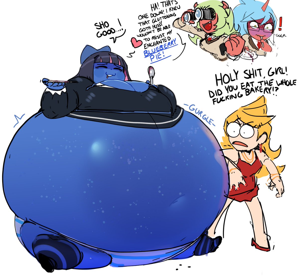 AmpleAnarchy's tweet photo. (Lets try this again,  OPEN RP CALL)
"Mmmf!   This pie is...mmm, more please!"  The sloshing, blueberry angel squealed in delight!   So round...so...JUICY! https://t.co/FWcI3gzfk1
