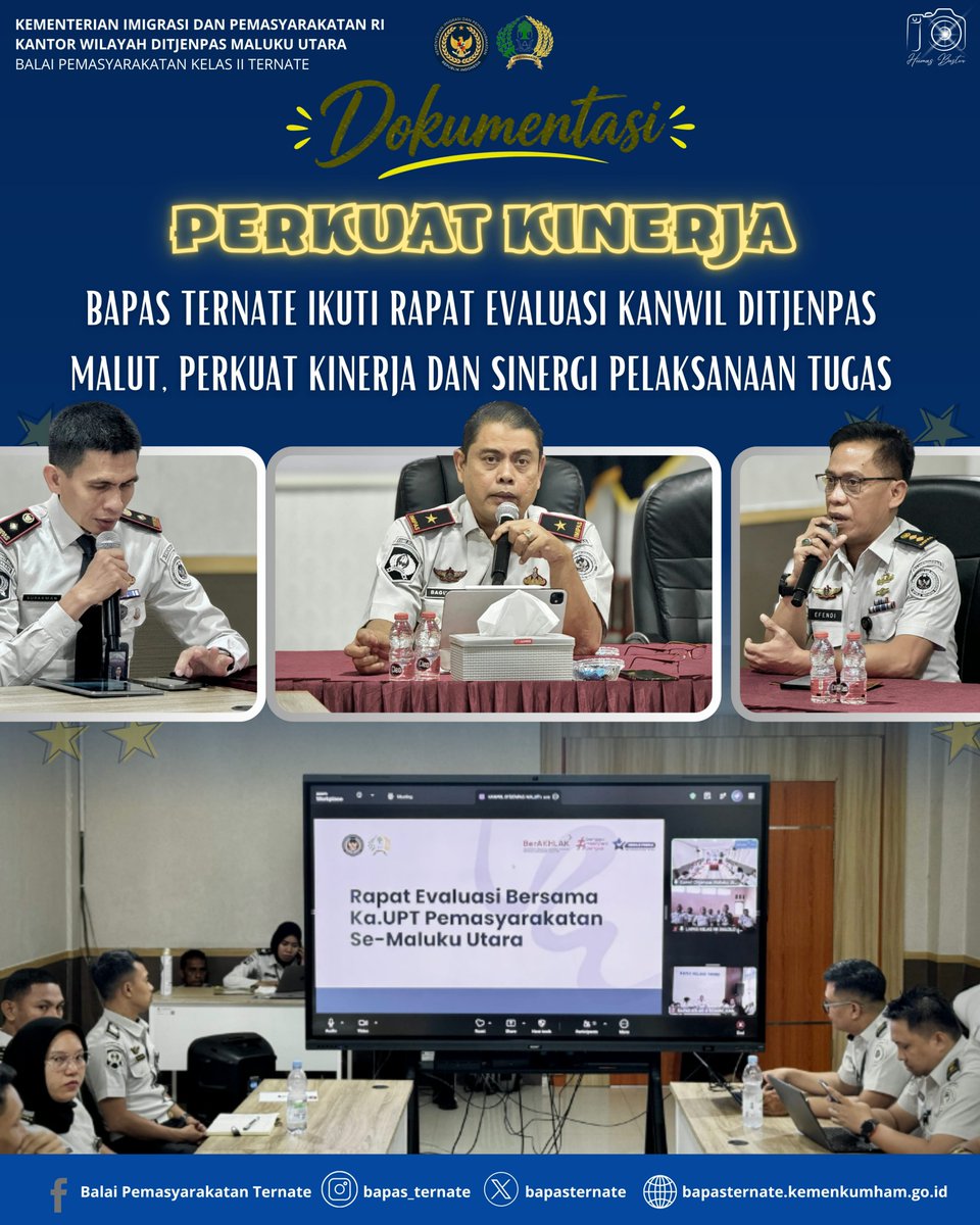 bapasternate's tweet photo. Bapas Ternate Ikuti Rapat Evaluasi Kanwil Ditjenpas Malut, Perkuat Kinerja dan Sinergi Pelaksanaan Tugas

#kemenimipas
#guardanguide
#infoimipas
#bapasternate
#humasbapasternate https://t.co/oKiQLA7vEo
