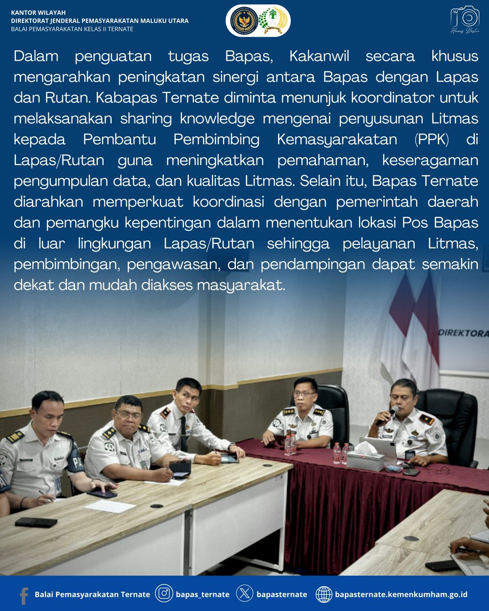 bapasternate's tweet photo. Bapas Ternate Ikuti Rapat Evaluasi Kanwil Ditjenpas Malut, Perkuat Kinerja dan Sinergi Pelaksanaan Tugas

#kemenimipas
#guardanguide
#infoimipas
#bapasternate
#humasbapasternate https://t.co/oKiQLA7vEo