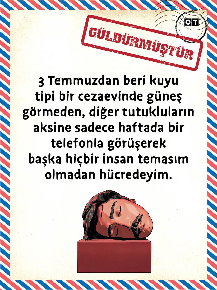 otdergi's tweet photo. "4 cümle ile suçlanıyorum ve kurduğum cümle başına tam 22 gündür hücredeyim.
 
Yazan çizen insanlara bir oto sansür sebebi olduysam tek endişem budur.

Yaptığım söylediğim her şey politik mizahi eleştiridir. Ve çıktığımda buna devam edeceğim." #DenizGöktaş https://t.co/iBeWmEfMZT