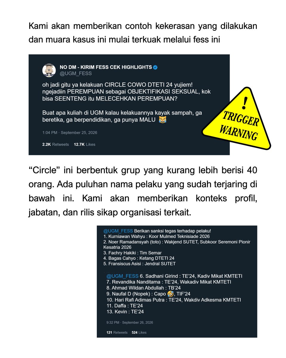 gikugm's tweet photo. TW Kekerasan Seksual di Fakultas Teknik Universitas Gadjah Mada

Utas https://t.co/051t6HVOcL
