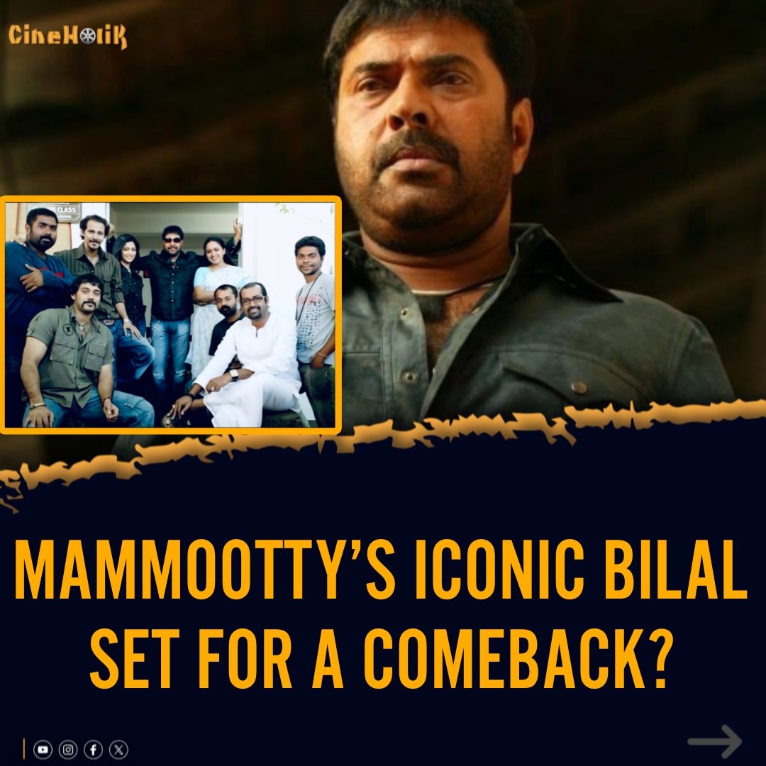 CineHolik_CH's tweet photo. #Mammootty’s iconic character #Bilal is reportedly making a comeback, with the first-half script said to be locked.
#Mammootty #AmalNeerad #BigB2 #BilalJohnKurishinkal https://t.co/Y5KkXuGuHl