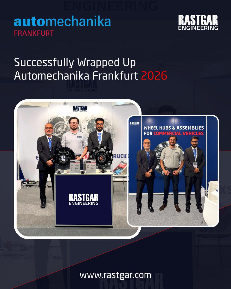 RastgarEngg's tweet photo. Successfully wrapped Automechanika Frankfurt 2026! 

Thank you to our customers, partners, and industry professionals for connecting with Rastgar Engineering. We look forward to stronger partnerships and new opportunities ahead.

#RastgarEngineering #Automechanika2026 #Frankfurt https://t.co/51cP3dIZAX