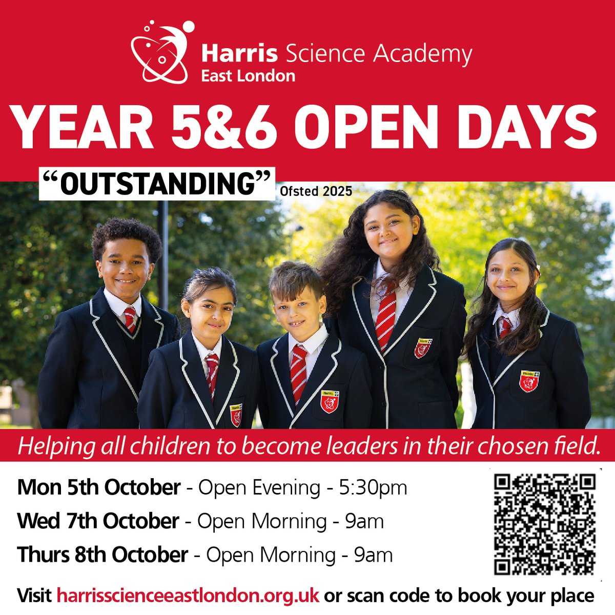 October Open Days. Book your place on our website. 
 harrisscienceeastlondon.org.&hellip; Image