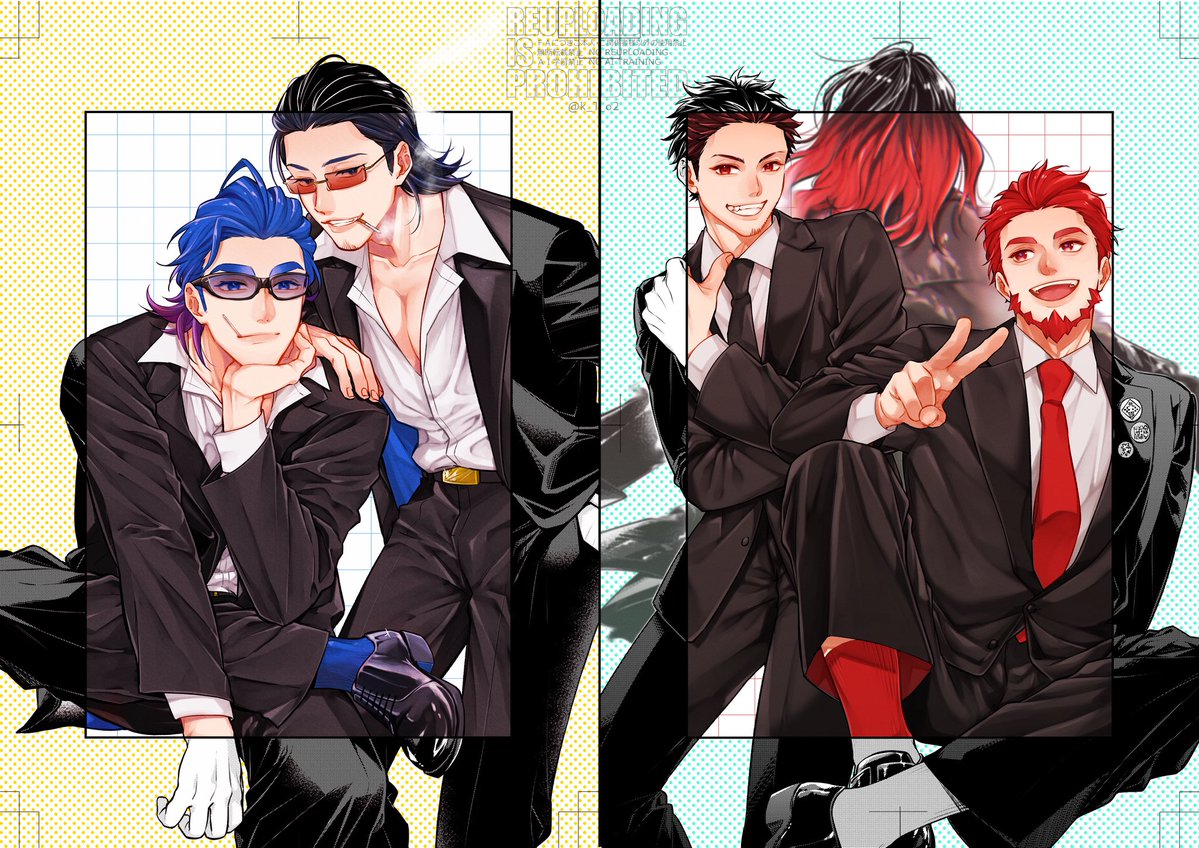 k_1_o2's tweet photo. 今年のお誕生日FAのテーマはカラー×漫画っぽいモノクロで扉絵風でした🥳
文字と装飾で隠れた部分もあるからなしver.もあげちゃう🥳
やっと５人揃えられた〜！来年はどんなのにしようかな💭 https://t.co/WTDAQnF8IH