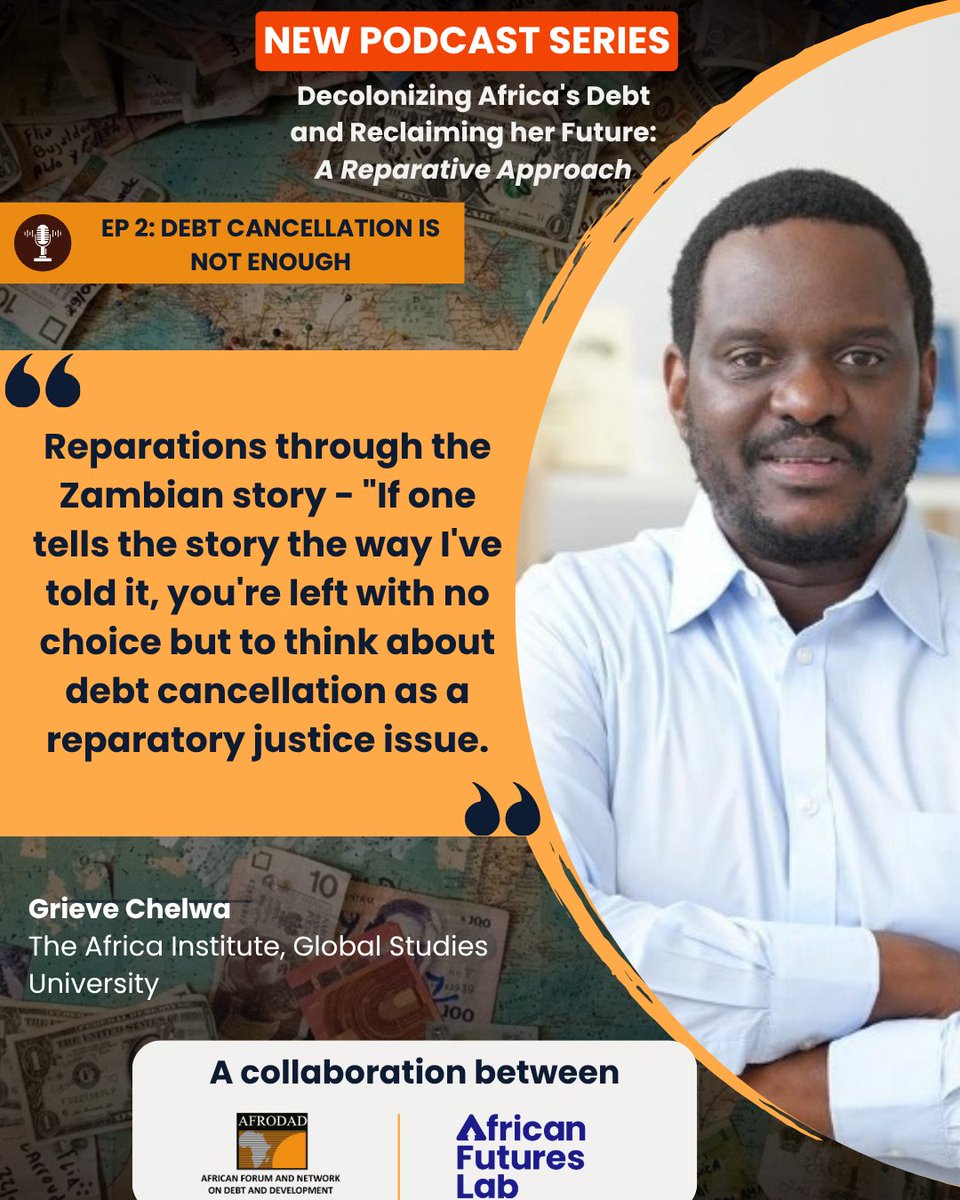 AFRODAD2011's tweet photo. Episode 2 | 🎙️ #AFRODEBTPodcast
The “Debt Cancellation Is Not Enough” episode discusses why cancelling debt alone cannot deliver economic justice in Africa. It explores how colonial power relations, unequal decision-making, and extractive economic systems continue to shape the global financial architecture.
The conversation also explores what reparative justice could look like, from restructuring global finance and redistributing financial power to reclaiming policy autonomy.
Joining the conversation is Prof. @gchelwa , Associate Professor of Political Economy and Chair of Social Sciences at The Africa Institute. Drawing on themes from his book, How the IMF Strangles Africa, we discuss the role of the IMF and World Bank in perpetuating debt and economic dependency.

🎧 Listen now: https://t.co/0h4xIAJK07
#AfricaEconomicJustice