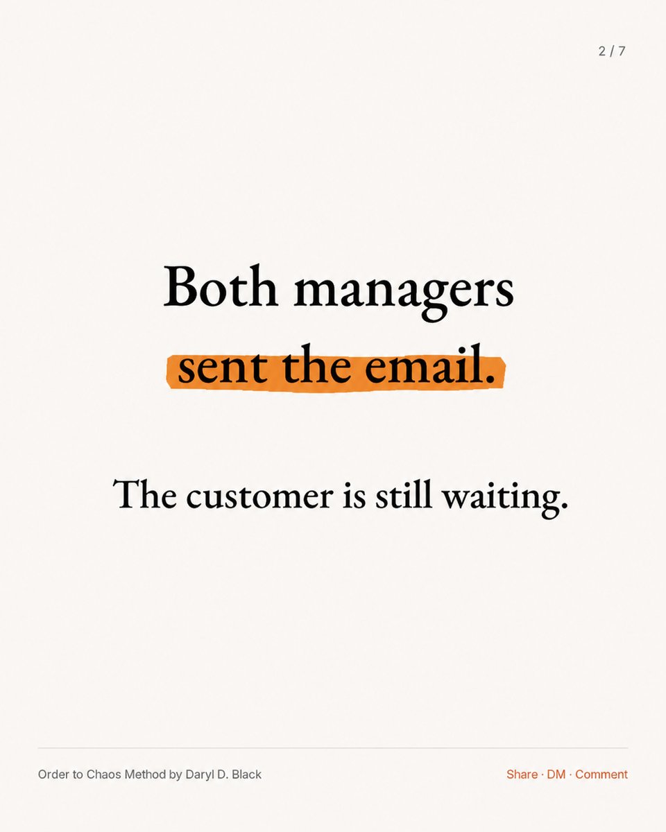 DarylDBlack's tweet photo. Your customer doesn't care which department dropped the ball.

They bought from your company.

If nobody's accepted the handoff, keep it open. A sent email doesn't close it. https://t.co/K7mrufhLwl