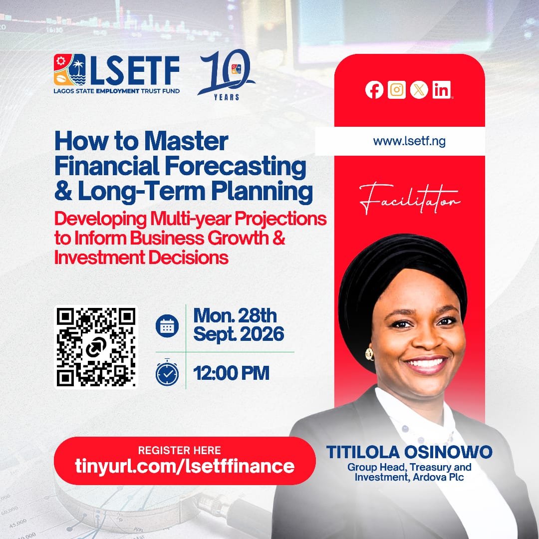 LSETF's tweet photo. Are you making financial decisions for your business based on guesswork?

Join us today for our Business Financial Forecasting Session, where we’ll explore practical ways to understand financial forecasts and use them to support business growth and sustainability. https://t.co/BczBmGOenz