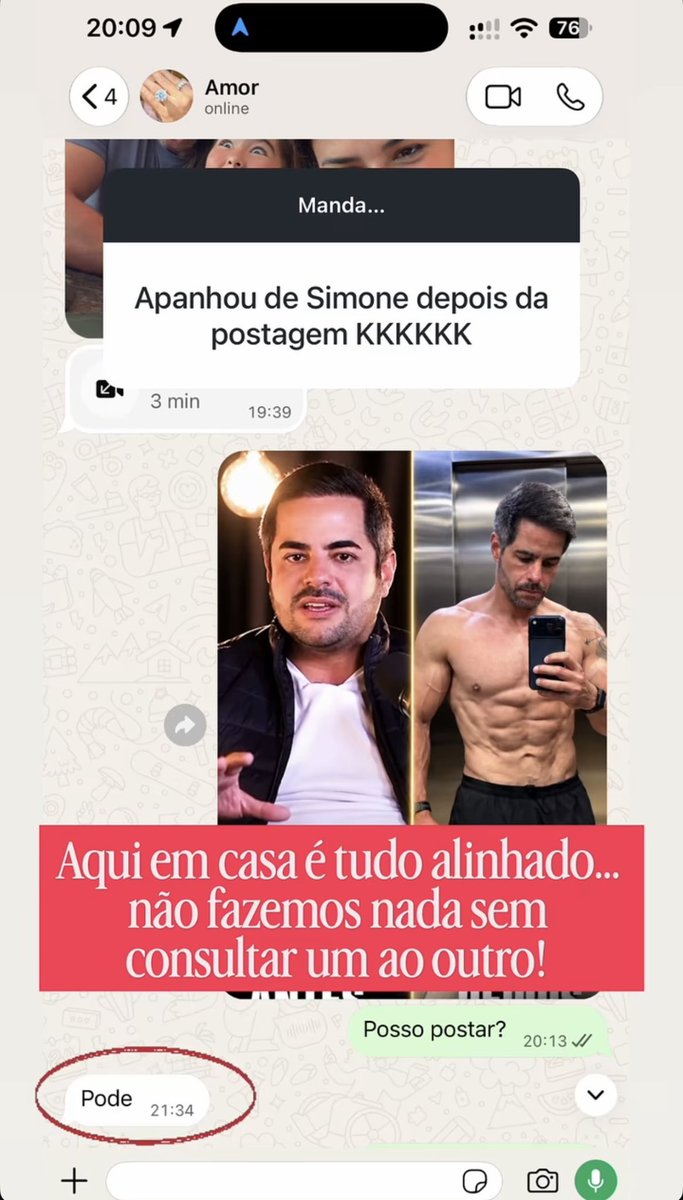 choquei's tweet photo. 🚨FAMOSOS: Kaká Diniz mostra que pediu autorização a Simone Mendes antes de postagem após seguidor dizer que ele teria “apanhado”: “Não fazemos nada sem consultar um ao outro”. https://t.co/Re5Zg8A0NN