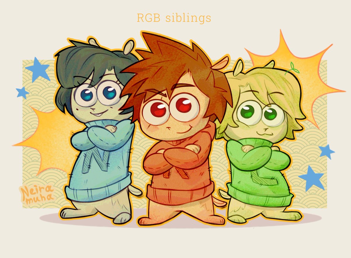 Neiramuha's tweet photo. RBG siblings but as chipmunks 
#ninjagofanart https://t.co/X0D7dV7Dek