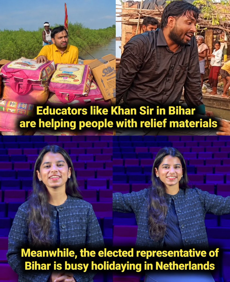 Neha_S_Patel's tweet photo. If educators are distributing relief material while elected representatives are reportedly holidaying abroad, there should be embarrassment, not excuses.

You begged these people for votes.

You folded hands in front of them.

You promised to become their voice.

You happily took the power, salary, security and privileges that came with the position.

And when the same people actually need you, WHERE THE HELL ARE YOU?

If private citizens have to do your job during a crisis, then what exactly are taxpayers paying you for?

Public office isn't a part-time influencer job.