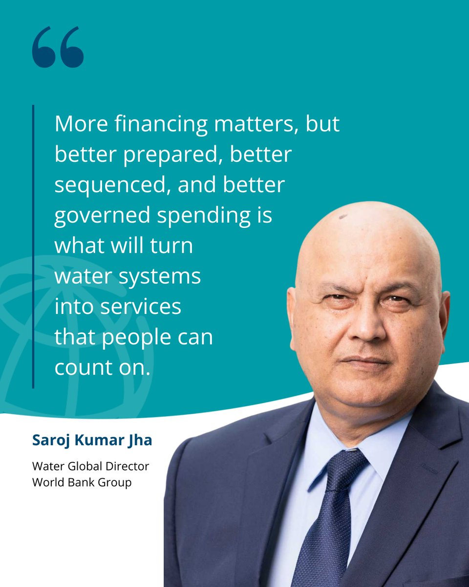WorldBankWater's tweet photo. Water underpins good health &amp; the energy that powers businesses. It supports 1.7 billion jobs worldwide. Yet as countries face major water financing gaps, ~28% of budgets already allocated goes unspent.

Learn why better budgeting matters: https://t.co/KlHClymsM7 https://t.co/OVh5pm0Hiu