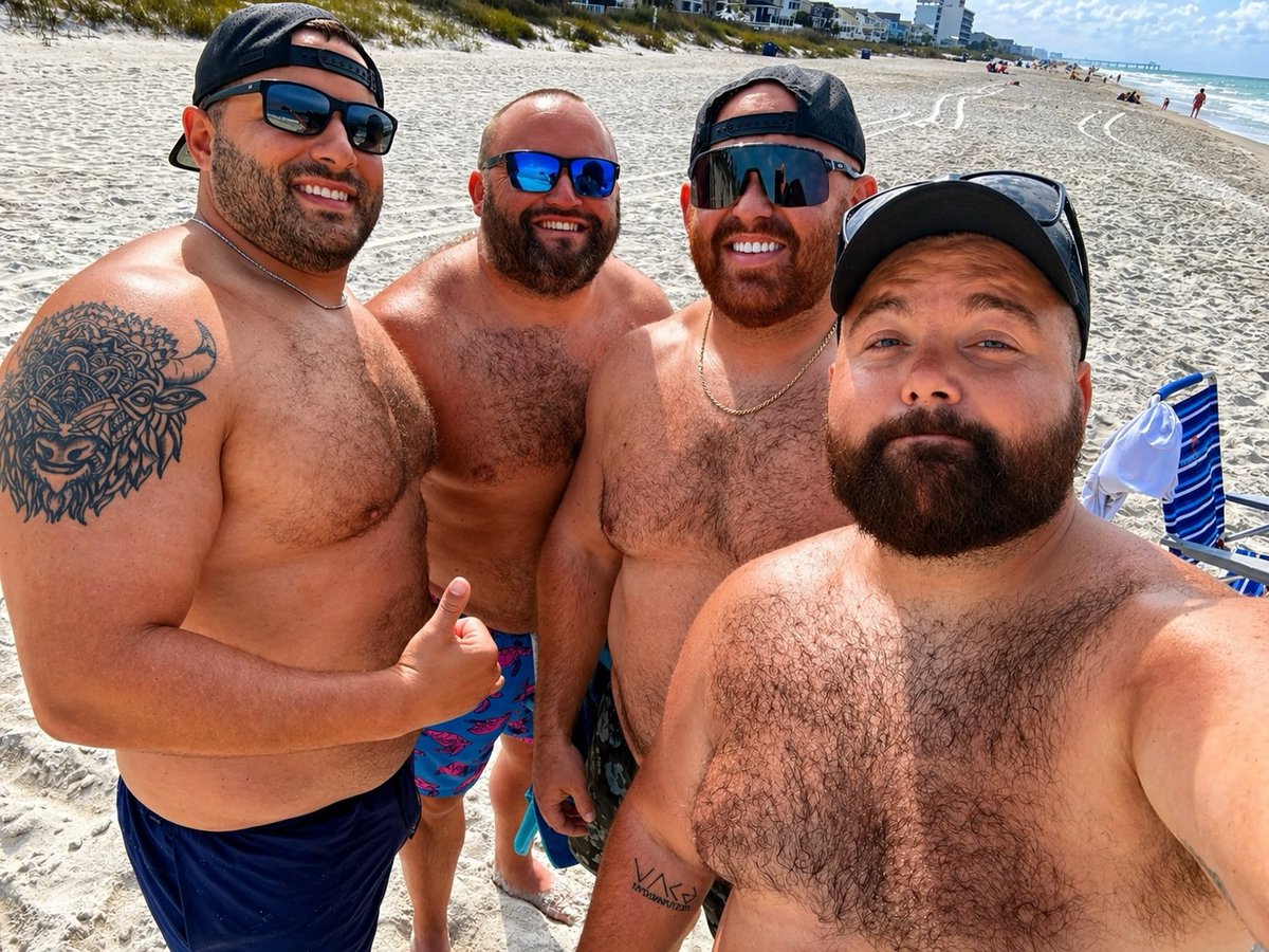 DaynaKissia's tweet photo. Bear energy. Beach edition. 🐻🤙🏼📸
📍Surfside Beach, South Carolina 🇺🇸🏖️👣🗺️
•
•
•
•
•
•
•
•
•
•
•
•
•
•
•
•
•
•
•
#nomadicbearventures #bearsofinstagram #bearscubsandbeards #beardedgay #friends https://t.co/m2zDYQoZlM