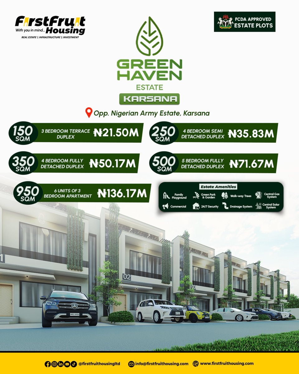 Firstfruitltd's tweet photo. Effective today, prices across Green Haven,Karsana, Milton City, Karsana and Firstfruit Peninsula, Ketti have been reviewed to reflect the development across these estates and changes in the real estate market.

#FirstFruitHousing #PriceReview #AbujaRealEstate #WithYouInMind https://t.co/aGDtlGBzha