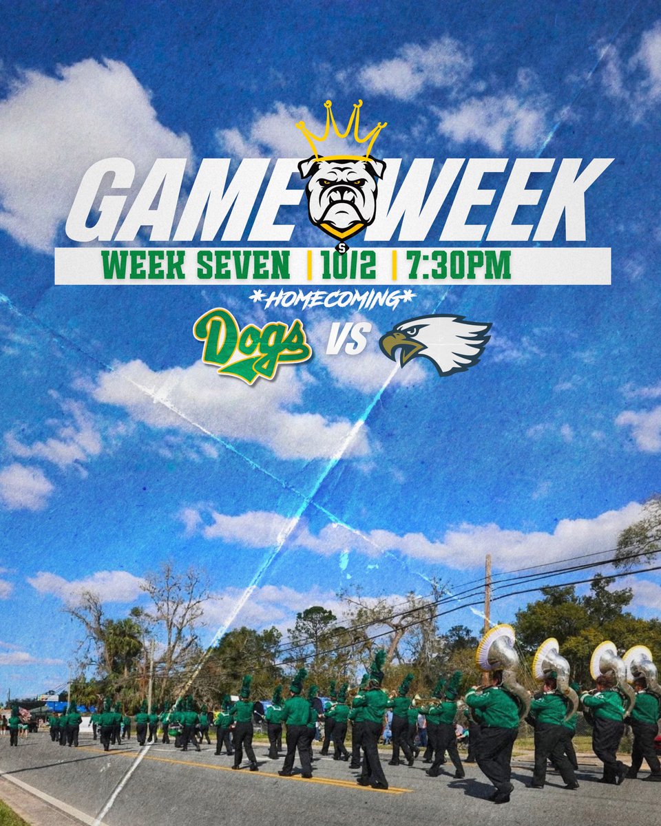 SuwanneeFB's tweet photo. Nothing like a Suwannee Homecoming! 
 
Dogs vs Eagles

Friday 10/2 | 7:30PM
302 Parshley St. https://t.co/qWKMsOrniu
