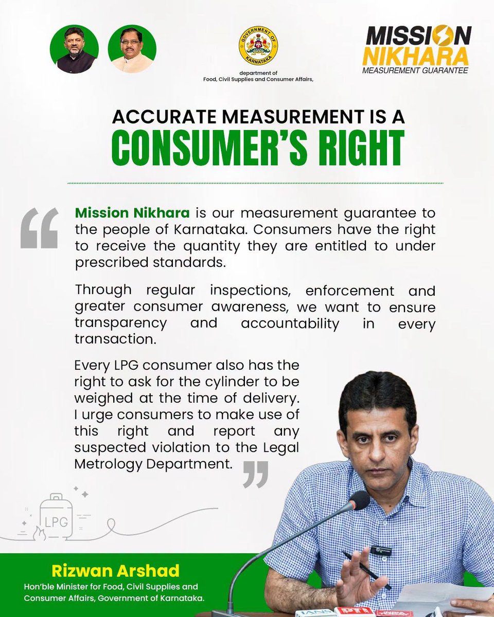 MissionNikhara's tweet photo. As part of Mission Nikhara, the Legal Metrology Department inspected LPG bottling units across Karnataka to verify the quantity of LPG supplied to consumers.
The findings underline the importance of making weighing facilities available at the point of delivery. https://t.co/elCLzvBRhD