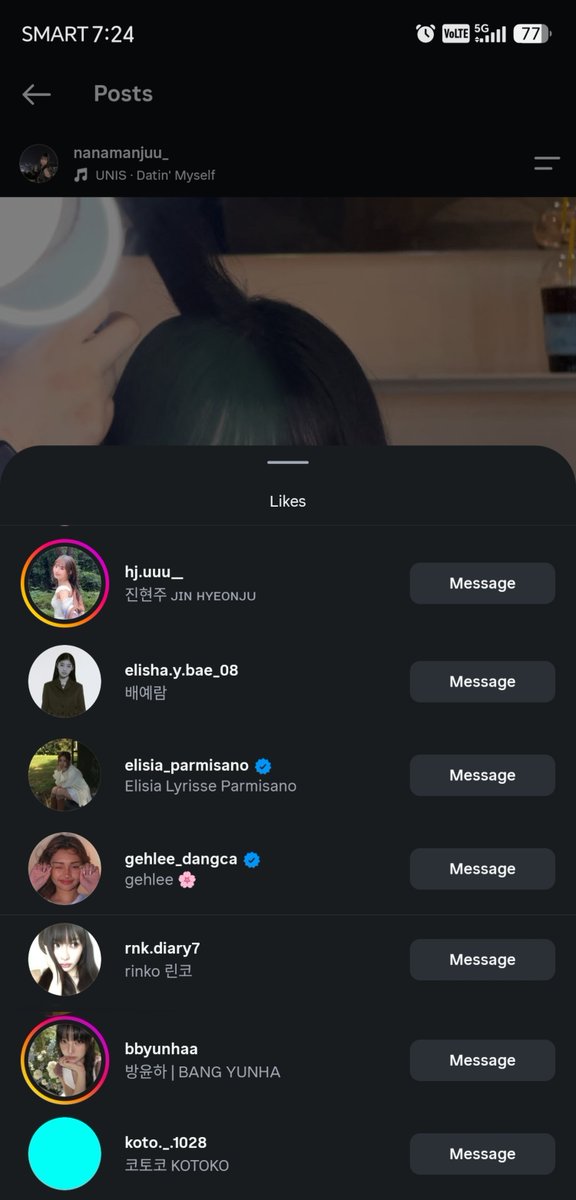 mbAngeles02's tweet photo. Hyeonju, Gehlee, Elisia, Yunha, Kotoko, Rinko and Bae Yeram liking Nana's first IG post ☺️❤️

https://t.co/vVreWedATd

#UNIS #유니스 #ユニス 
#NANA #나나 #なな https://t.co/obNu4SXnWu