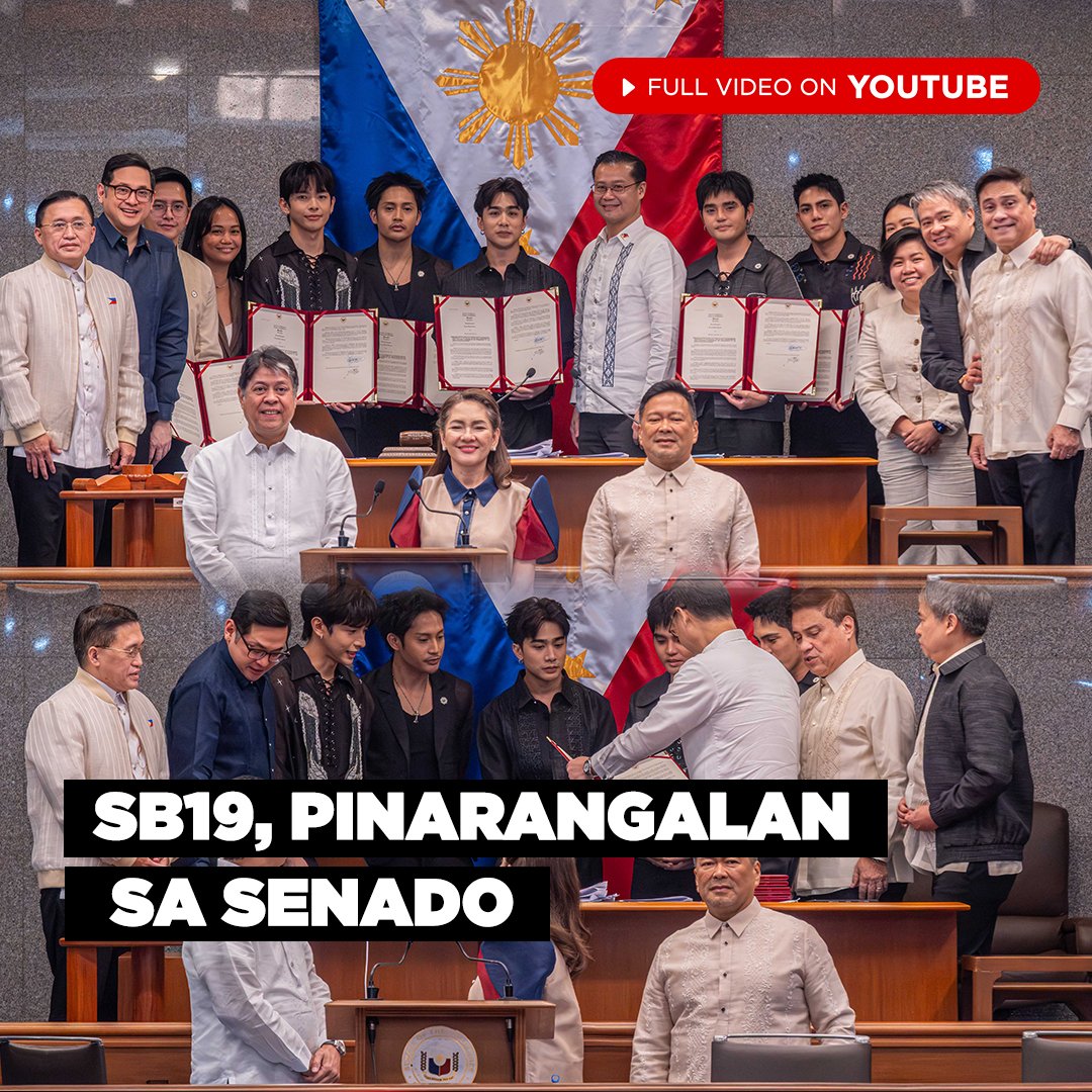 PhilippineStar's tweet photo. OPM PRIDE! ❤️‍🔥 🇵🇭

Pinarangalan ng Senado ang P-pop icon na SB19 ngayong Lunes, September 28, 2026, bilang pagkilala sa kanilang makasaysayang pagtatanghal sa Lollapalooza sa Chicago.

Ito ay matapos ihain ni Senator Bam Aquino ang Senate Resolution No. 545 upang bigyang-pugay ang SB19 bilang kauna-unahang Filipino act na nag-perform sa naturang music festival noong July 2026.

PANOORIN: https://t.co/fKOm5Hnlyn