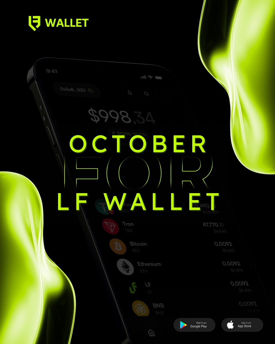 LFWallet's tweet photo. OCTOBER IS FOR LF WALLET. 💚

A new month.
A new chapter.
A new level.

$LWT is coming. 👀

#LFWallet #LWT #Web3 #Crypto #BNB https://t.co/5Y7BGCpoF6