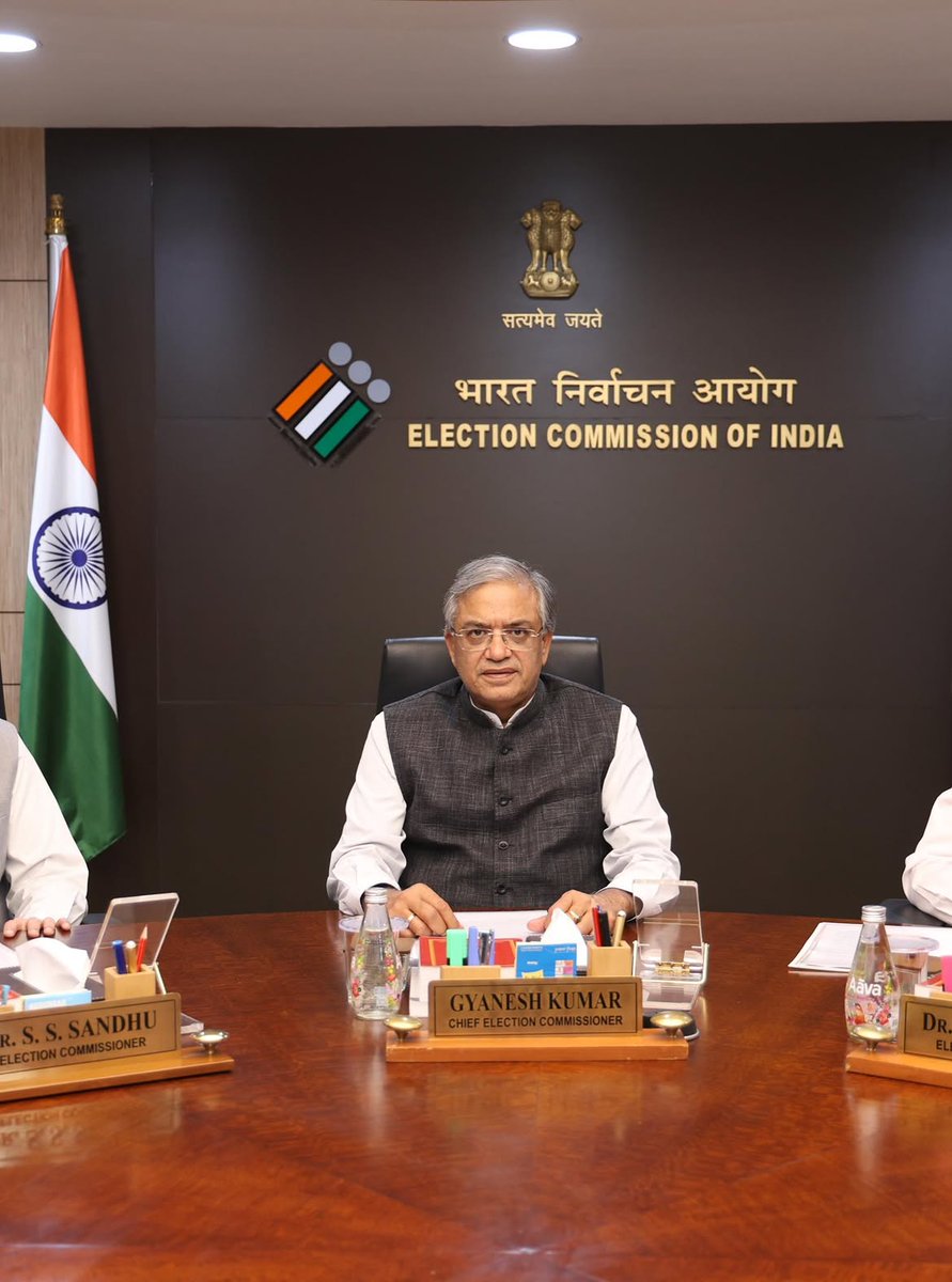 Eropmb_147's tweet photo. A meeting of the Election Commission of India was held today, 26 September 2026, at 3:00 PM at Nirvachan Sadan, New Delhi. Chief Election Commissioner Shri Gyanesh Kumar and Election Commissioners Dr. Sukhbir Singh Sandhu and Dr. Vivek Joshi were present in today’s meeting. https://t.co/RMZD6sXIeg