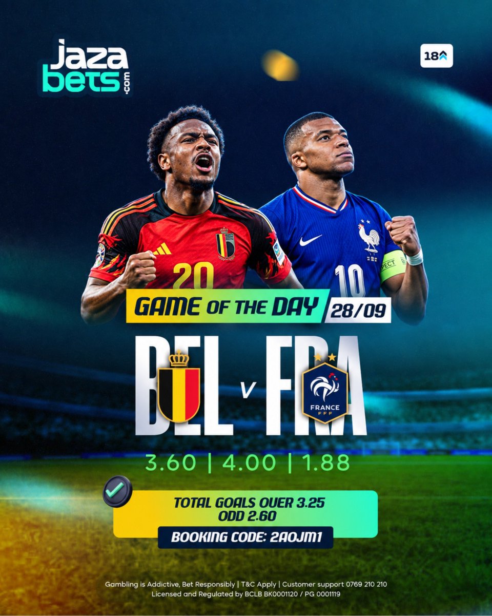 jazabets's tweet photo. Belgium vs France 

France have won their last four away games in all competitions and are unbeaten in their last seven away matches. Can they keep the run going?

Win Big 👉 https://t.co/vImpVdLiU1

#Jazabets #UEFANationsLeague #France #Belgium https://t.co/xRxsEH9m41