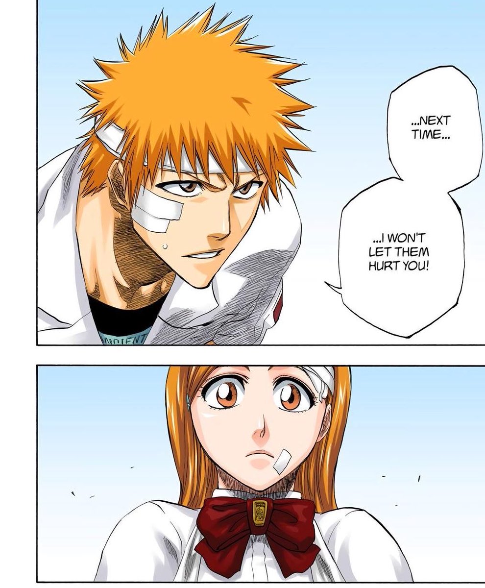 avemight's tweet photo. with rukia, he needed confirmation it was his place to save her. then after learning their backstory, ichigo throws her to renji to protect her. 
with orihime, he immediately knew his place was to save her, because he had already deemed himself her protector. 
that’s all i need. https://t.co/pP0ecWIzu9