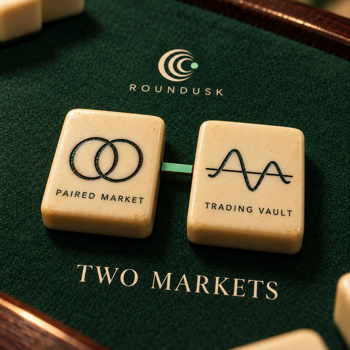 roundusk's tweet photo. ROUNDUSK connects two markets

First, people trade a token launched through a paired market. That trading can generate fee rewards. Then, the vault uses its allocated share of those fees to trade supported stock-linked perpetual markets

The first market generates fees. The second puts part of those fees to work, with the possibility of profit or loss ROUNDUSK Capital, engineered