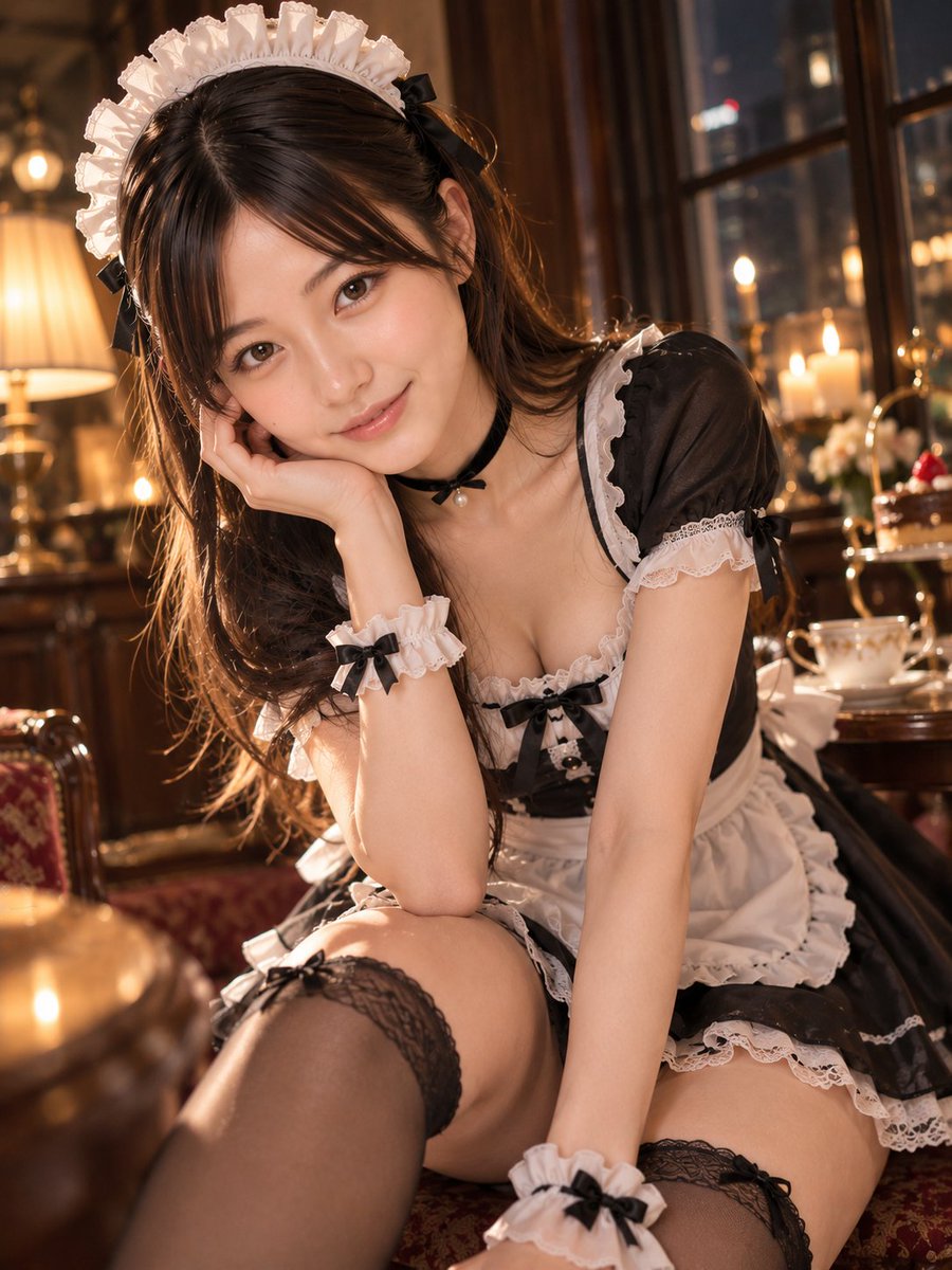 LumiAI_photo's tweet photo. メイド服また着ちゃいました💕
私どっちが似合うかな～🙄 https://t.co/e2ds34qjjE