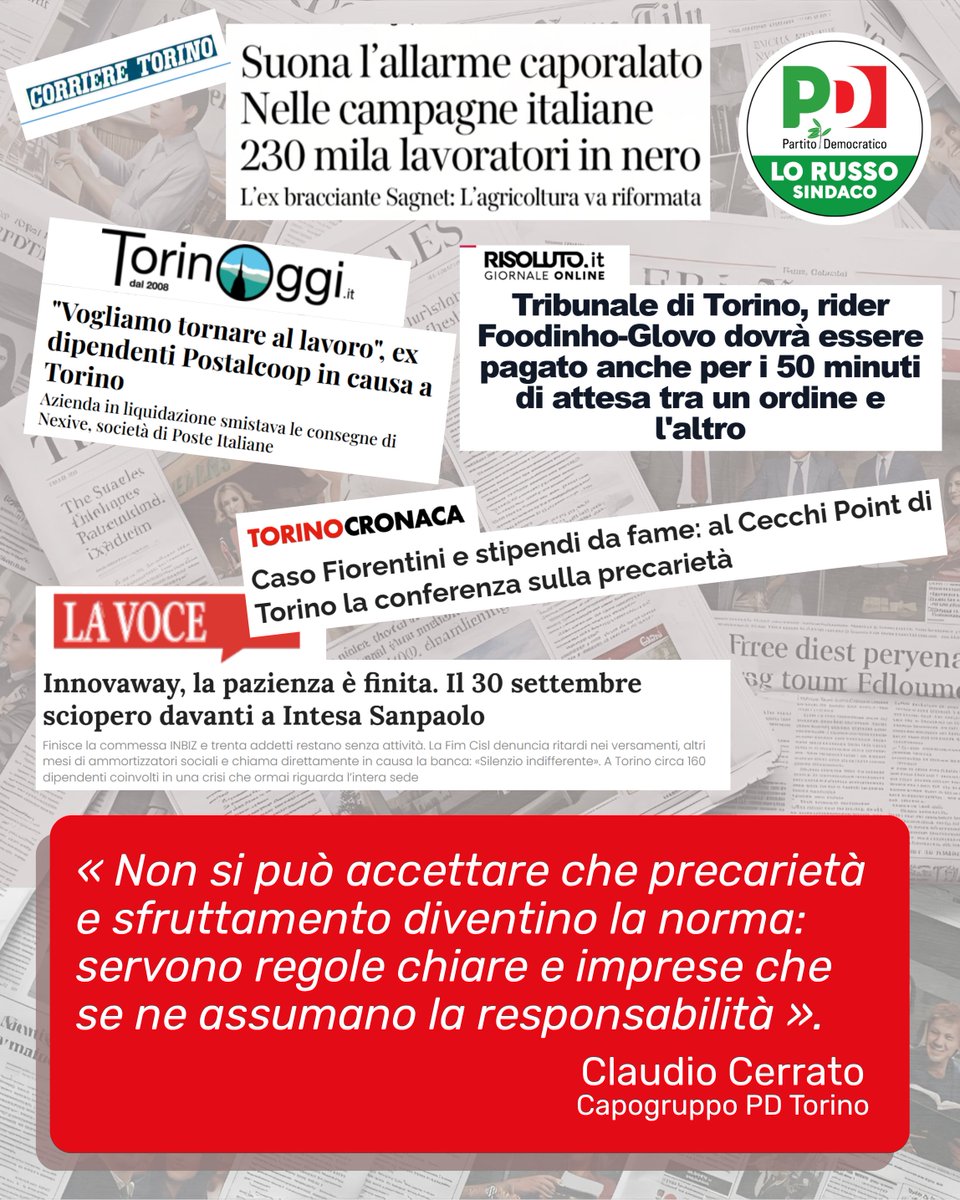 PdComuneTo's tweet photo. Settori diversi, storie diverse, ma la stessa domanda: che lavoro è quello senza tutele e senza risposte?

Il lavoro dignitoso non è un favore, è un diritto. Siamo dalla parte di chi lo difende.

#lavoro #dirittilavoratori #pdtorino #caporalato https://t.co/gGobnJYtEq