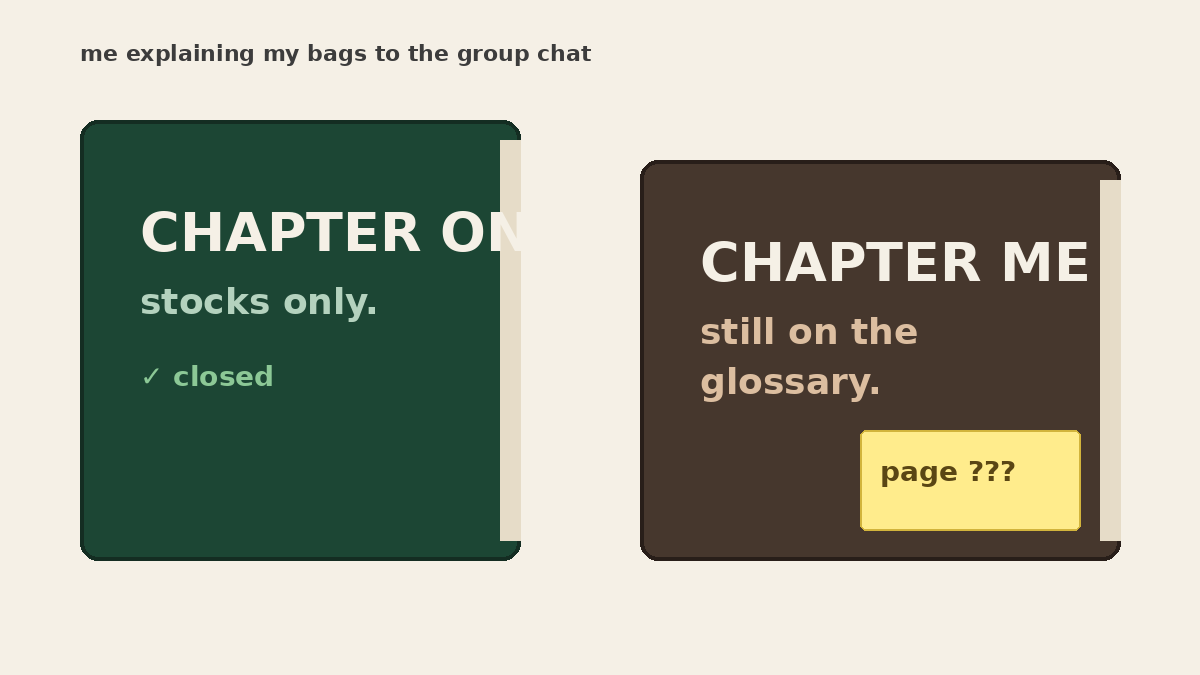 0xHoodMaxi's tweet photo. chapter one closed. still stuck on the table of contents. https://t.co/RnscjXDSso