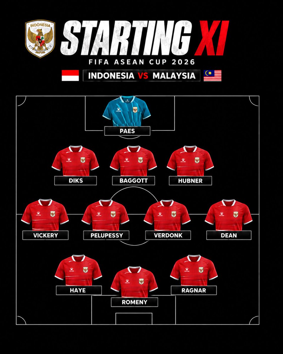TimnasXtra's tweet photo. 🇮🇩 Starting 𝐗𝐈 vs Malaysia is out!

Confident for the derby? 👀 https://t.co/VptTsPrGPa