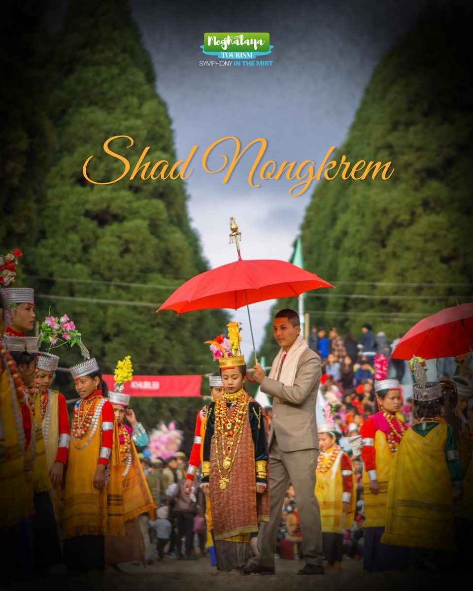 meghtourism's tweet photo. Experience the spirit of Meghalaya this November! Witness Shad Nongkrem at Smit, the traditional seat of Hima Khyrim. This five-day thanksgiving festival celebrates Khasi heritage through sacred rituals, music, dance and the Pomblang offering.
#ShadNongkrem 
#MeghalayaTourism https://t.co/r8C8uq8XfQ