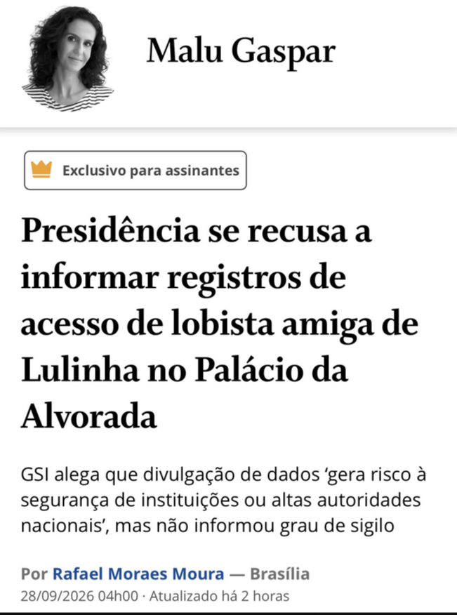 silvionavarro's tweet photo. Sigilos, lembram o que Lula falava sobre sigilos? A lobista "pilantra" frequentava o Palácio? https://t.co/U9vHfpzVKh
