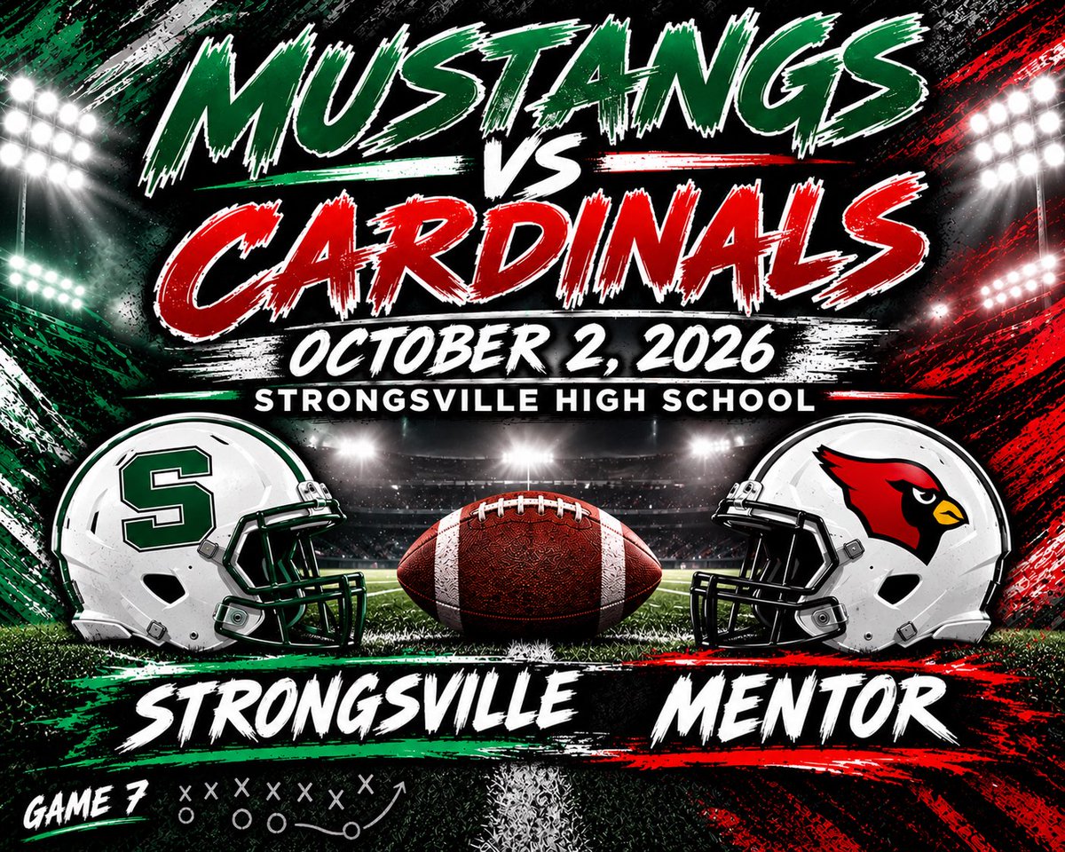 Strongsville_FB's tweet photo. 🏈 HS Football back in the Ville!!🏈

🏟️ PACK THE STANDS
🪖 WEAR YOUR CAMO
🔥 BRING THE ENERGY

Fill the stadium up on Friday and make some NOISE for our Mustangs! 📣🐎💚

#RaisetheStandard 
#GoMustangs https://t.co/wOBx66b7q3