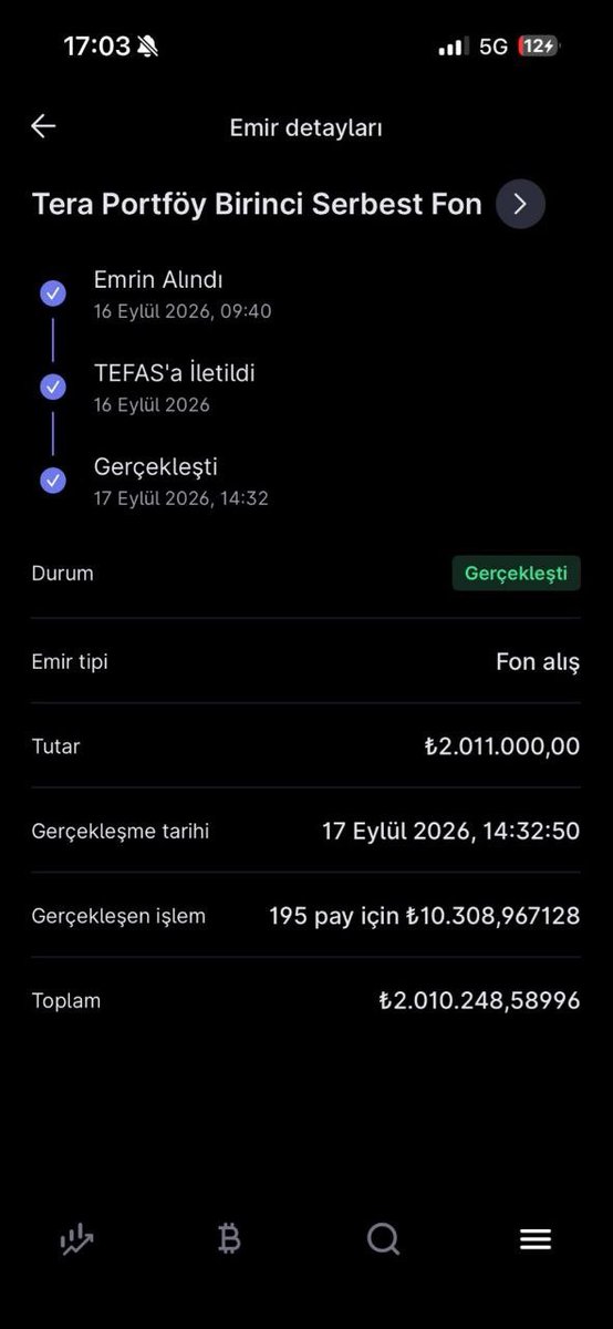 beyaz_yaka_flex's tweet photo. Şimdi gel olaya tersten bakalım #TLY
Bir yatırımcı sabah alış emri vermiş olaylardan habersiz 16.09 13.00 öncesi. Görsel ekte GİDİP ALAN ADAMA 17.09 FİYATI AÇIKLANMADI SATAMAM DİYEMİYORSAN. Satan adama niye engel koşuyorsun. FON FİYATI AÇIKLANMAZSA ÖNCEKİ GÜN FON FİYATINDAN İŞLEM GÖRÜR. 16.09 13.00 SATANLARI OLARAK BU FİYATTAN İŞLEM GÖRMEK HAKKIMIZ…

#TLY #TMV #THF #DOH #TP2 #TERA #fonmağdurları #FonMağduriyetiSonBulsun #TeraMağdurlarıÇözümBekliyor #TeraMağduriyetiSonBulsun #FonMağdurlarıAçıklamaBekliyor #OZATD #BORSA #FatmaBetülSayan #dfi #türkiyefransa #paramıznerede
#HALKINSESINIDUYUN