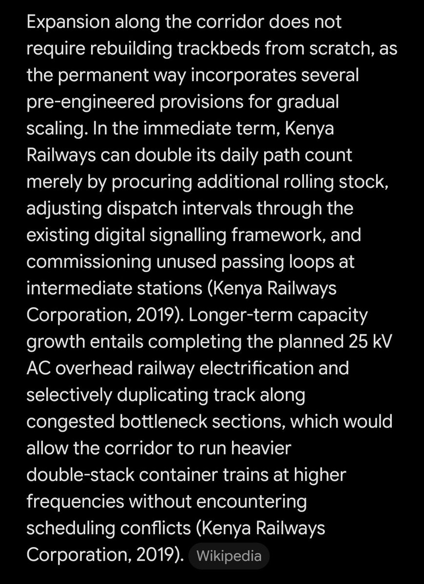 SeweS_'s tweet photo. Basically, the SGR is actually designed for 80 trips one way in a 24 hour period, but KR is operating at less than a third of the track capacity. They only need to invest in more rolling stocks. And maybe more staff.

No wonder they are making losses.
@akams_ https://t.co/FjLXyPDlyx